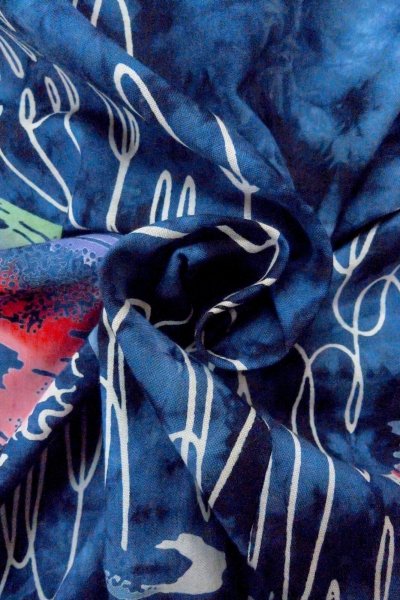 Photo12: O0718T Vintage Japanese kimono   Indigo Blue Pour Dyed Yukata for women / Cotton. Flower,   (Grade B) (12)