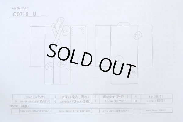 Photo13: O0718U Vintage Japanese kimono   White YUKATA summer(made in Japan) for women / Cotton. Line "Eba-pattern"  (Grade C) (13)