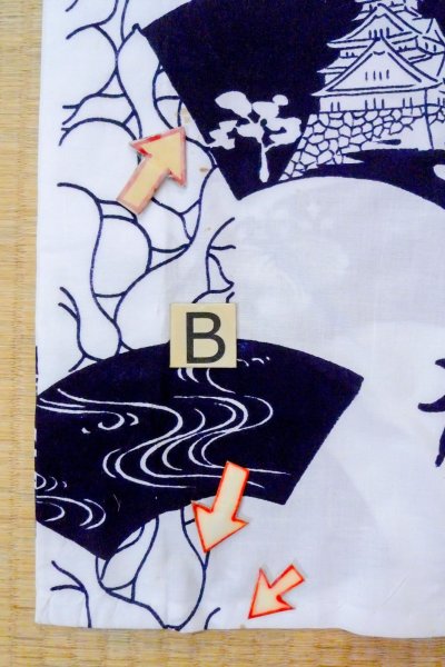 Photo15: O0718V Vintage Japanese kimono   White YUKATA summer(made in Japan) for women / Cotton. KIRI paulownia, Osaka castle motif  (Grade C) (15)