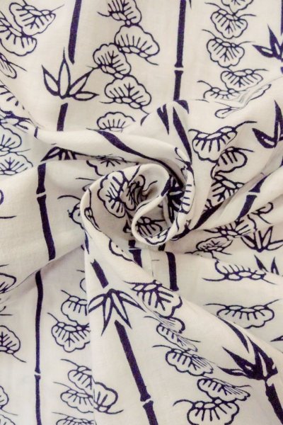 Photo11: O0718W Vintage Japanese kimono   White YUKATA summer(made in Japan) for women / Cotton. Camellia,   (Grade C) (11)