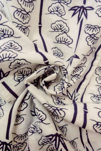 Photo12: O0718W Vintage Japanese kimono   White YUKATA summer(made in Japan) for women / Cotton. Camellia,   (Grade C) (12)