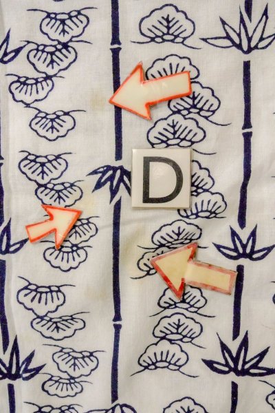 Photo17: O0718W Vintage Japanese kimono   White YUKATA summer(made in Japan) for women / Cotton. Camellia,   (Grade C) (17)