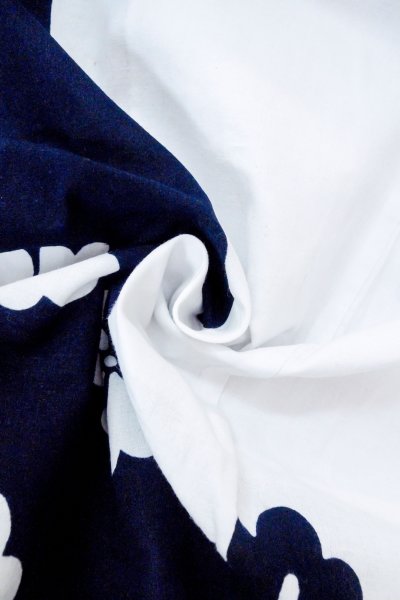 Photo12: O0718Y Vintage Japanese kimono   White YUKATA summer(made in Japan) for women / Cotton. Flower "Eba-pattern"  (Grade C) (12)