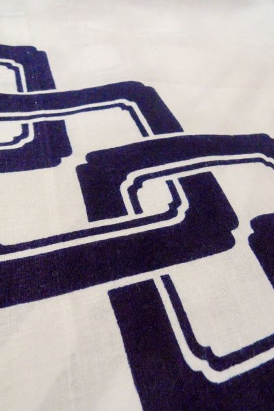 Photo10: O0718Z Vintage Japanese kimono   White YUKATA summer(made in Japan) for women / Cotton. Line, "Eba-pattern"  (Grade C) (10)