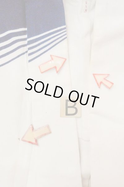 Photo15: O0718Z Vintage Japanese kimono   White YUKATA summer(made in Japan) for women / Cotton. Line, "Eba-pattern"  (Grade C) (15)