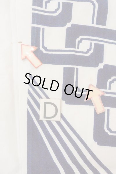 Photo17: O0718Z Vintage Japanese kimono   White YUKATA summer(made in Japan) for women / Cotton. Line, "Eba-pattern"  (Grade C) (17)