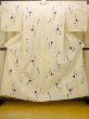 Photo1: O0719A Vintage Japanese kimono   Ivory Pour Dyed Yukata for women / Cotton. Flower   (Grade D) (1)