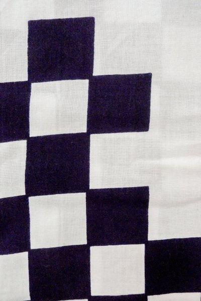 Photo6: O0719B Vintage Japanese kimono   White YUKATA summer(made in Japan) for women / Cotton. Quadrangle   (Grade C) (6)