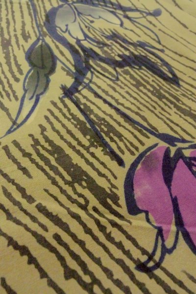 Photo8: O0719C Vintage Japanese kimono  Grayish Olive Pour Dyed Yukata for women / Cotton. Flower,   (Grade B) (8)