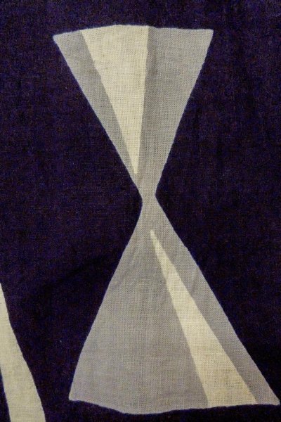 Photo5: O0719D Vintage Japanese kimono   Indigo Blue YUKATA summer(made in Japan) for women / Cotton/hemp Abstract pattern   (Grade C) (5)