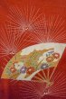 Photo8: Mint O0805D Vintage Japanese kimono  Dark Vermilion TSUKESAGE formal for women / Silk. Chrysanthemum,   (Grade A) (8)