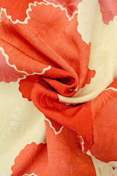 Photo11: O0805E Vintage Japanese kimono   Ivory HAORI short jacket for women / Silk. Cloud   (Grade B) (11)