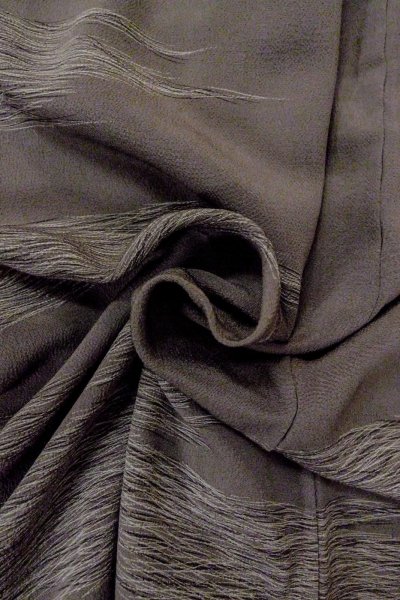 Photo13: O0805F Vintage Japanese kimono   Gray HAORI short jacket for women / Silk. Line,   (Grade B) (13)