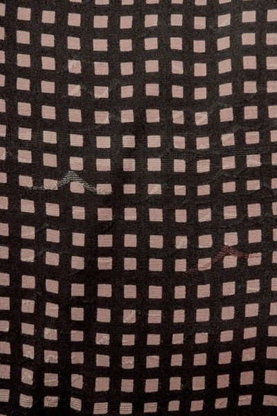 Photo5: O0805G Vintage Japanese kimono   Black HAORI short jacket for women / Silk. Plaid Checks   (Grade C) (5)