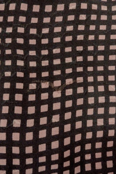 Photo6: O0805G Vintage Japanese kimono   Black HAORI short jacket for women / Silk. Plaid Checks   (Grade C) (6)