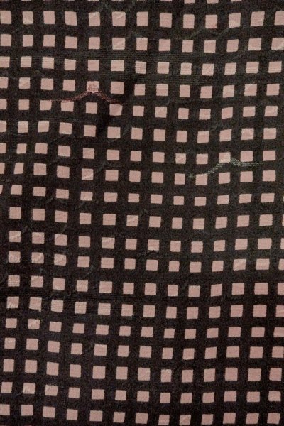 Photo7: O0805G Vintage Japanese kimono   Black HAORI short jacket for women / Silk. Plaid Checks   (Grade C) (7)