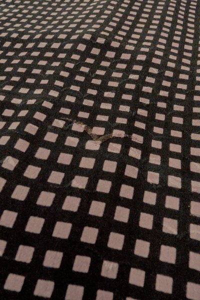 Photo8: O0805G Vintage Japanese kimono   Black HAORI short jacket for women / Silk. Plaid Checks   (Grade C) (8)