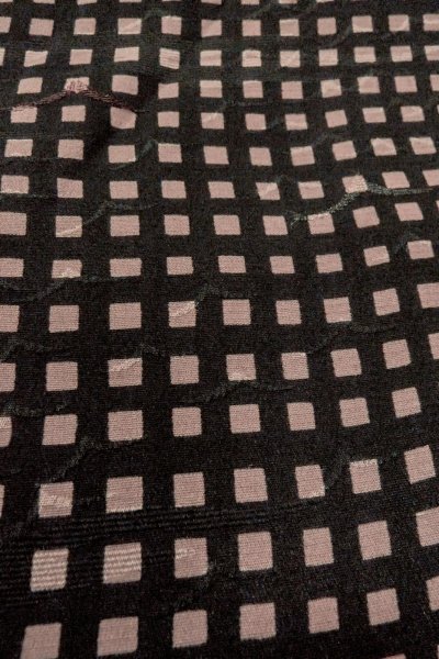 Photo10: O0805G Vintage Japanese kimono   Black HAORI short jacket for women / Silk. Plaid Checks   (Grade C) (10)