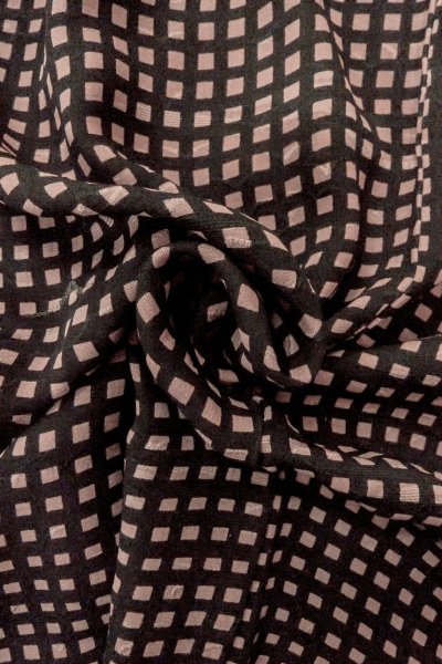 Photo12: O0805G Vintage Japanese kimono   Black HAORI short jacket for women / Silk. Plaid Checks   (Grade C) (12)