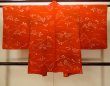 Photo2: Mint O0805H Vintage Japanese kimono   Vermilion HAORI short jacket for women / Silk. House,   (Grade A) (2)