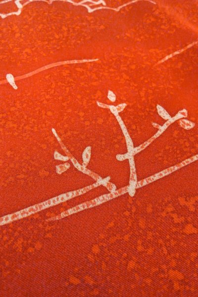 Photo9: Mint O0805H Vintage Japanese kimono   Vermilion HAORI short jacket for women / Silk. House,   (Grade A) (9)