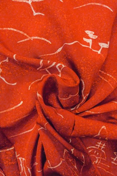 Photo12: Mint O0805H Vintage Japanese kimono   Vermilion HAORI short jacket for women / Silk. House,   (Grade A) (12)