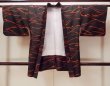 Photo1: O0805I Vintage Japanese kimono   Black HAORI short jacket for women / Synthetic. Abstract pattern   (Grade B) (1)