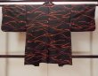 Photo2: O0805I Vintage Japanese kimono   Black HAORI short jacket for women / Synthetic. Abstract pattern   (Grade B) (2)