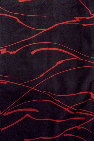 Photo4: O0805I Vintage Japanese kimono   Black HAORI short jacket for women / Synthetic. Abstract pattern   (Grade B) (4)