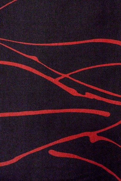 Photo5: O0805I Vintage Japanese kimono   Black HAORI short jacket for women / Synthetic. Abstract pattern   (Grade B) (5)