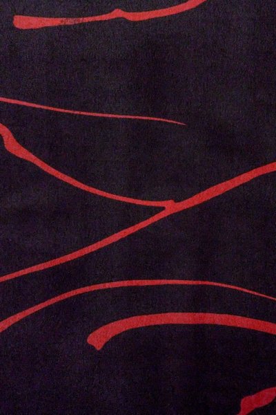 Photo6: O0805I Vintage Japanese kimono   Black HAORI short jacket for women / Synthetic. Abstract pattern   (Grade B) (6)