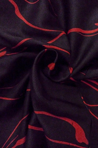 Photo12: O0805I Vintage Japanese kimono   Black HAORI short jacket for women / Synthetic. Abstract pattern   (Grade B) (12)