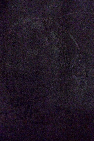 Photo7: O0805J Vintage Japanese kimono   Black HAORI short jacket for women / Silk.  Base woven pattern: Treasures, Crossed circles, Dapple pattern  (Grade B) (7)