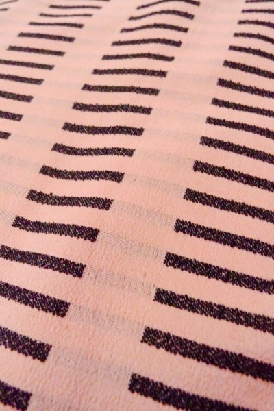 Photo8: O0805L Vintage Japanese kimono  Grayish Pink HAORI short jacket for women / Silk. Stripes   (Grade C) (8)