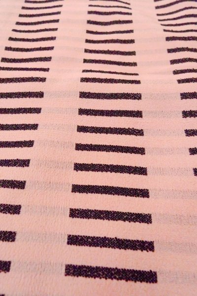 Photo9: O0805L Vintage Japanese kimono  Grayish Pink HAORI short jacket for women / Silk. Stripes   (Grade C) (9)