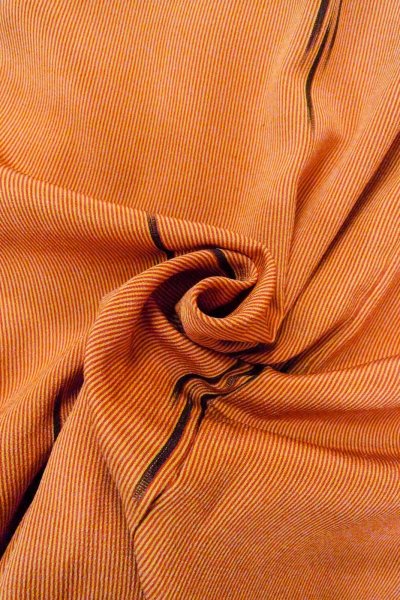 Photo11: O0805M Vintage Japanese kimono   Orange HAORI short jacket for women / Silk. Stripes,   (Grade B) (11)