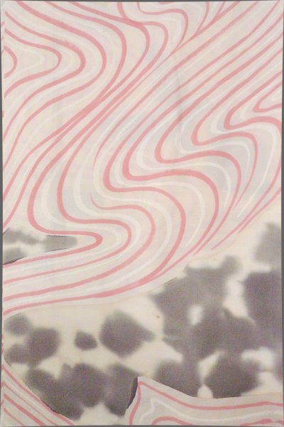 Photo4: O0805N Vintage Japanese kimono   Off White HAORI short jacket for women / Silk. Stream,   (Grade C) (4)