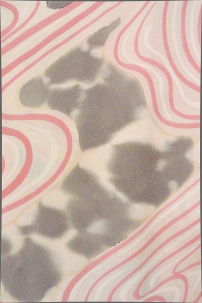 Photo5: O0805N Vintage Japanese kimono   Off White HAORI short jacket for women / Silk. Stream,   (Grade C) (5)