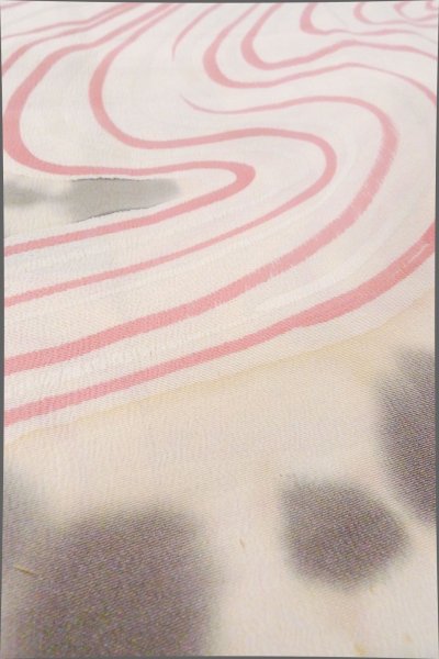 Photo10: O0805N Vintage Japanese kimono   Off White HAORI short jacket for women / Silk. Stream,   (Grade C) (10)