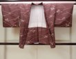 Photo1: O0805O Vintage Japanese kimono   Purple HAORI short jacket for women / Synthetic. Flower,   (Grade B) (1)