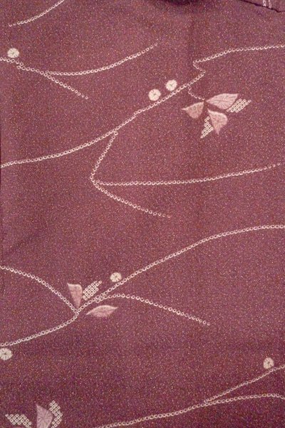 Photo3: O0805O Vintage Japanese kimono   Purple HAORI short jacket for women / Synthetic. Flower,   (Grade B) (3)