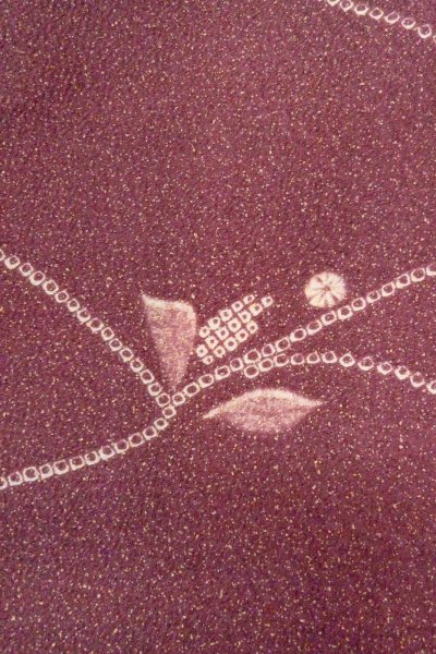 Photo6: O0805O Vintage Japanese kimono   Purple HAORI short jacket for women / Synthetic. Flower,   (Grade B) (6)