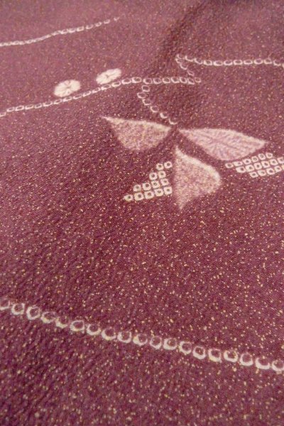 Photo8: O0805O Vintage Japanese kimono   Purple HAORI short jacket for women / Synthetic. Flower,   (Grade B) (8)