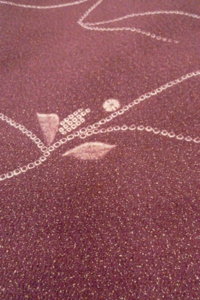 Photo9: O0805O Vintage Japanese kimono   Purple HAORI short jacket for women / Synthetic. Flower,   (Grade B) (9)