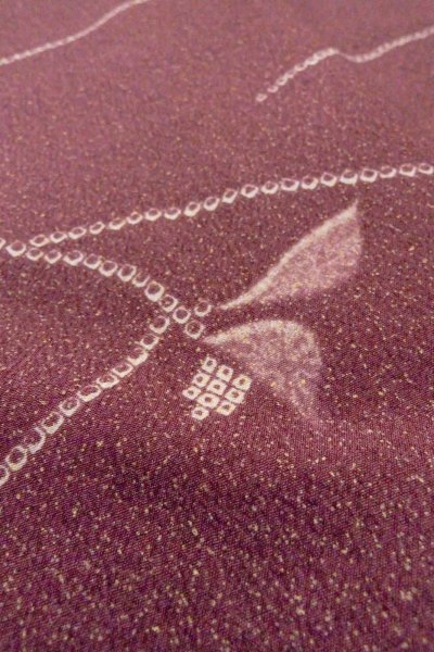 Photo10: O0805O Vintage Japanese kimono   Purple HAORI short jacket for women / Synthetic. Flower,   (Grade B) (10)