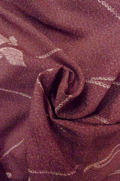 Photo12: O0805O Vintage Japanese kimono   Purple HAORI short jacket for women / Synthetic. Flower,   (Grade B) (12)