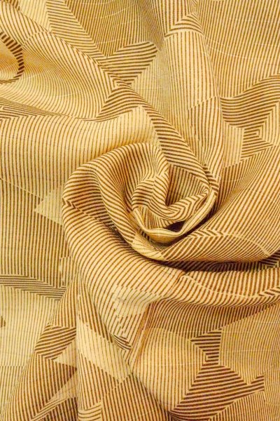 Photo11: O0805Q Vintage Japanese kimono   Beige HAORI short jacket for women / Silk. Folding fan, There is repair part.  (Grade C) (11)