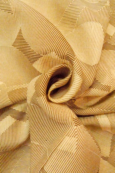 Photo12: O0805Q Vintage Japanese kimono   Beige HAORI short jacket for women / Silk. Folding fan, There is repair part.  (Grade C) (12)