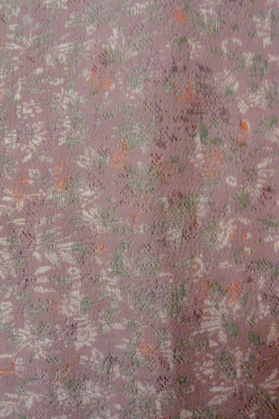 Photo6: O0805R Vintage Japanese kimono   Brown HAORI short jacket for women / Wool. Flower, There is repair part.  (Grade C) (6)