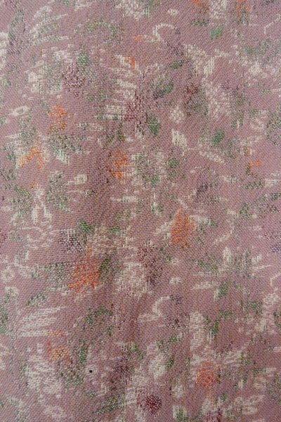 Photo7: O0805R Vintage Japanese kimono   Brown HAORI short jacket for women / Wool. Flower, There is repair part.  (Grade C) (7)